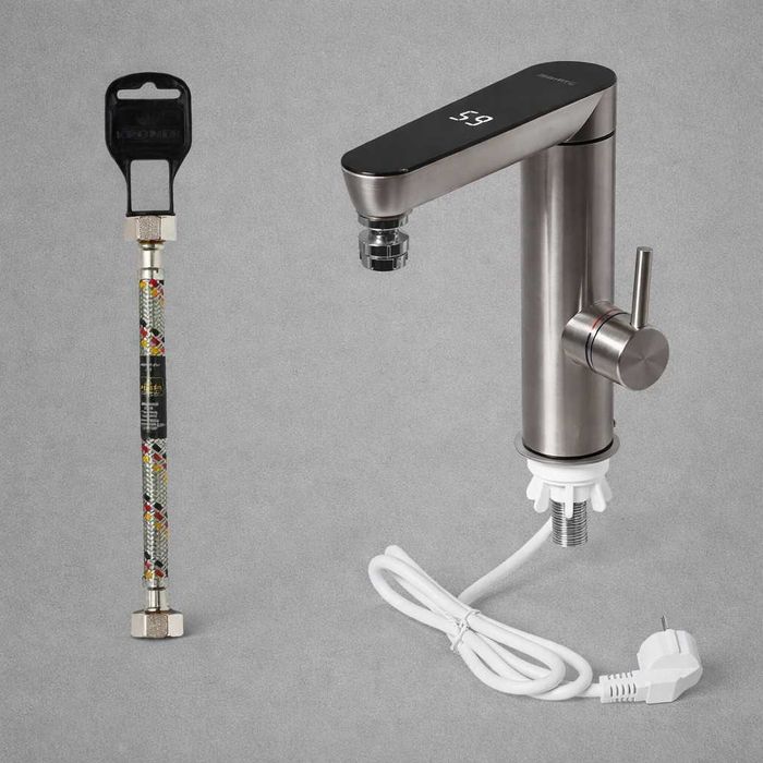 Кран- водонагрівач Britc SS-1-S з дисплеєм,3 кВт +гнучка підводка 50см