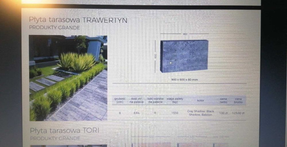 Płyty Tarasowe GALABETON Trawertyn  Grey Shadow 90/60/8