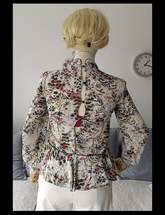 Zara bluzka blouse biust 48x2 M L baskinka koktajl kwiatowy urocza