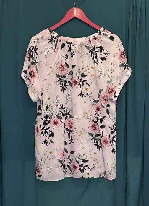 Zwiewna bluzka tunika HM różowa w kwiaty rozm. XL