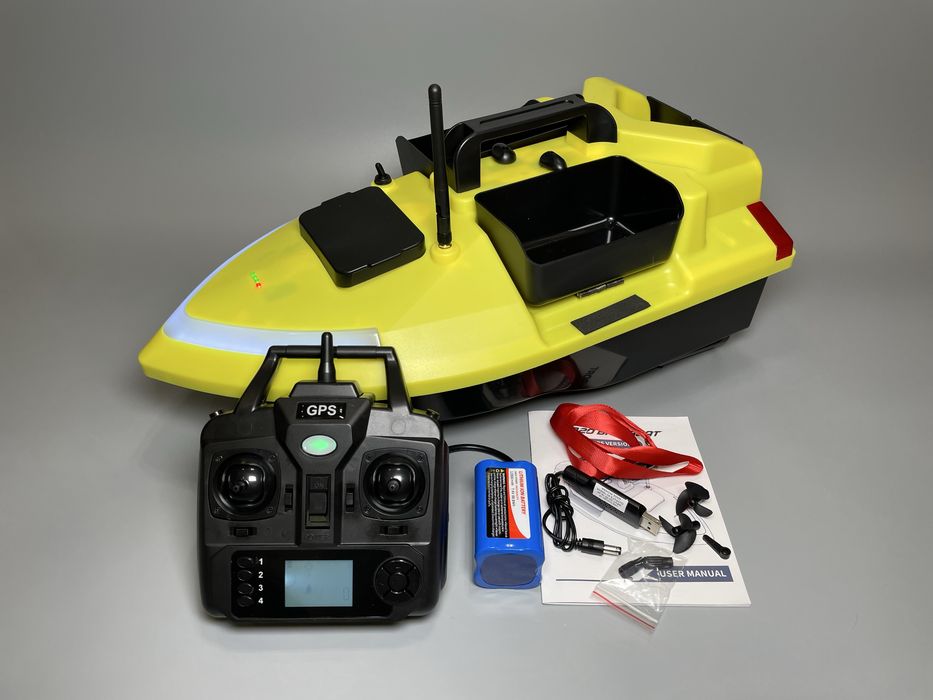 12000 mah Карповый кораблик Flytec V020 с GPS для рыбалки завоза прикормки Короповий кораблик для риболовлі Карповий завезення прикормочный жовтий