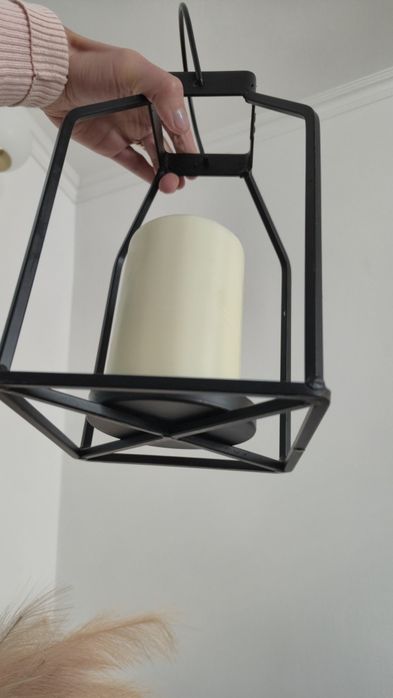 Porta velas preto com vela