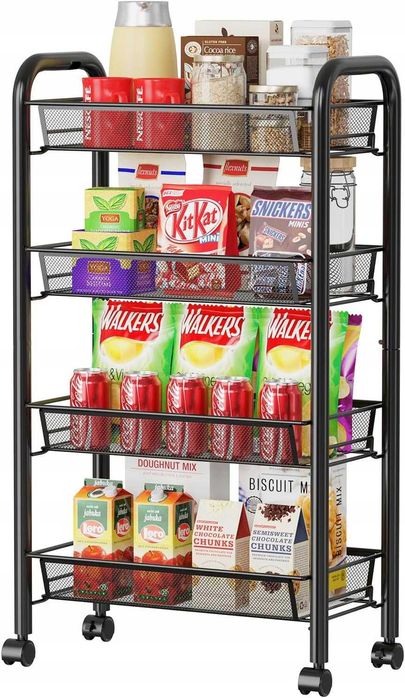 Mobilny regal kuchenny lazienkowy stolik na kolkach metalowy