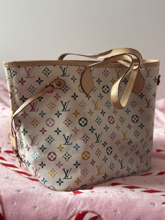 Torebka torba shopper LV louis kolorowa w literki na ramie medium