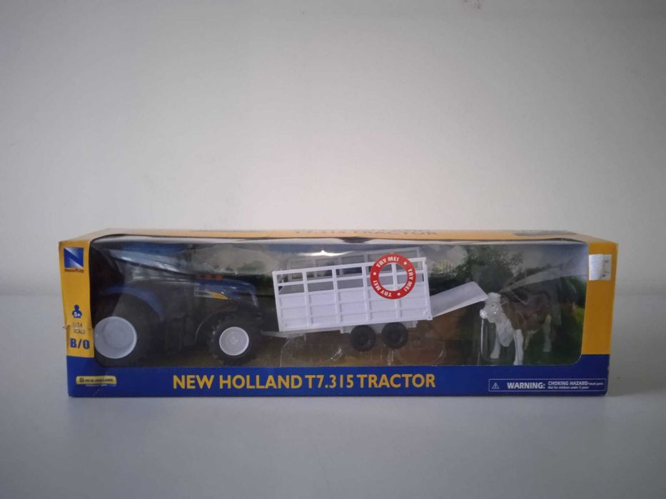 Ciągnik New Holland T7 340 z Przyczepą Zabawka Model 1:24 ROLMAX SKLEP