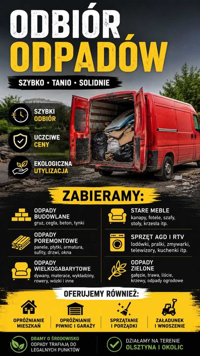 Wywóz odpadów budowlanych gabarytów odbiór śmieci starych mebli złomu gruzu papy desek utylizacja kontener kontenery odpady budowlane gabaryty