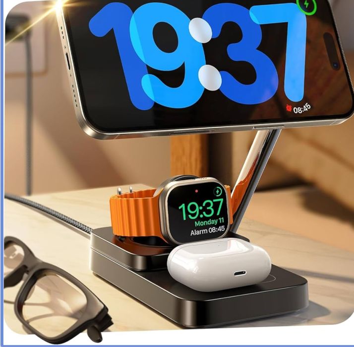LIESEN stacja ładująca MagSafe 3 w 1,  iPhone, apple watch, air poods, NOWA TANIO