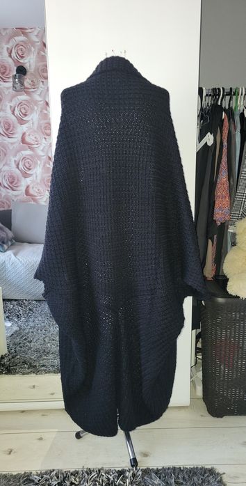 Czarny  kardigan, długi, fason oversize, 44 do 50,