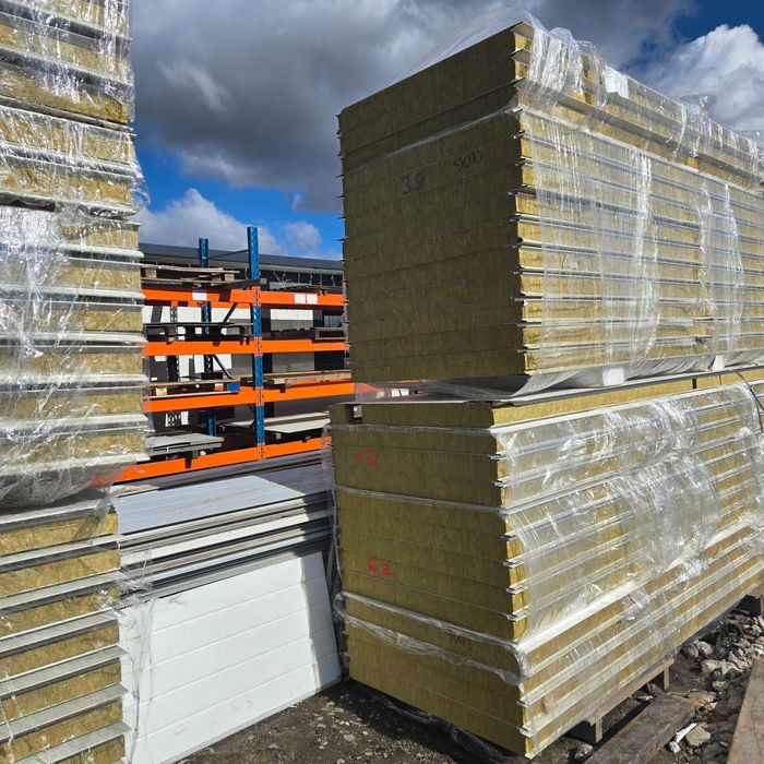 Płyta warstwowa 120mm WEŁNA P.POŻ II gat, NOWA biała/biała