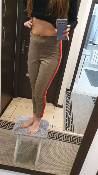 Legginsy w kratkę z lampasem cropp S 36