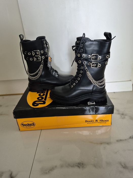 Botki ,oficerki firmy Dockers by Gerli nowe z łańcuchami r.39