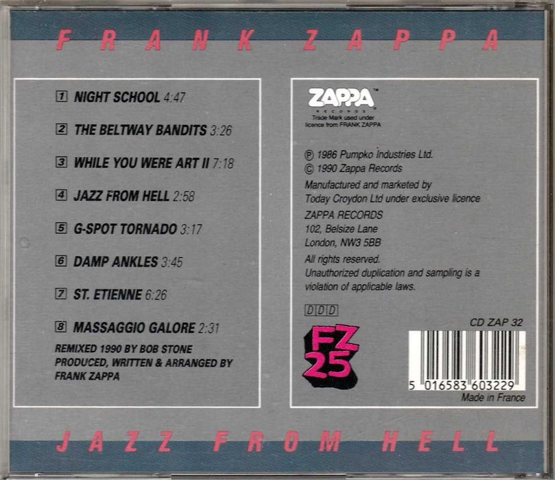 CD Frank Zappa - Jazz From Hell