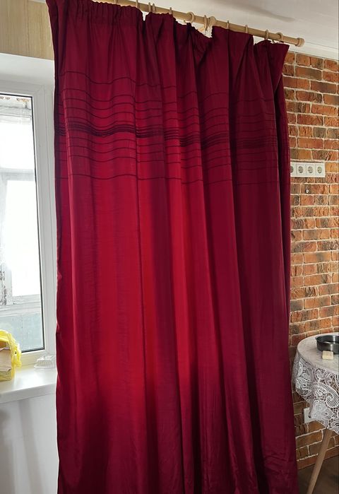 Подвійні бордові штори 4 штуки 2 комплекти