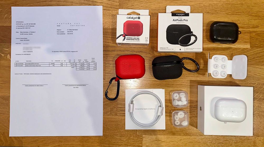 Słuchawki Apple AirPods Pro 2 + 3 etui + zapasowe gumki