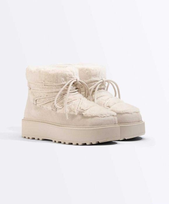Жіночі зимові ботинки OYSHO, бежеві, утеплені, EU 38 / Зима