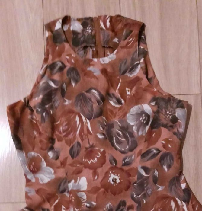 sukienka lato 36/38 S M brąz kwiaty La Belle