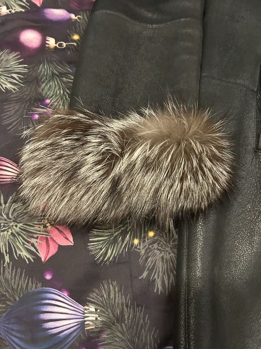 Piekny naturalny kozuch damski ze srebrnym lisem 46/48/50