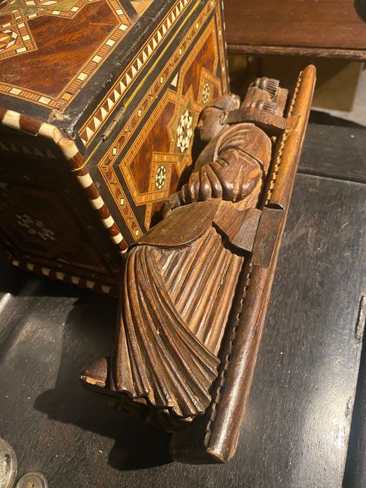 Escultura São Torcato Relicário Madeira Arte Sacra Séc XVIII 27 cm