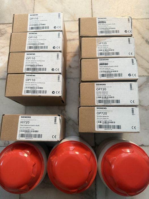 Detetores opticos endereçaveis Siemens OP720,e OP110, central FC1008