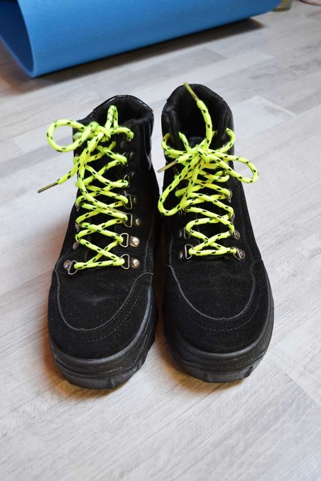 Czarne Botki Trapery na wysokiej podeszwie 38 House buty