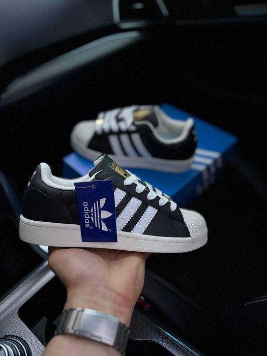 Adidas Superstar Black White жіночі кеди кросівки Адідас суперстар НАЛОЖКА