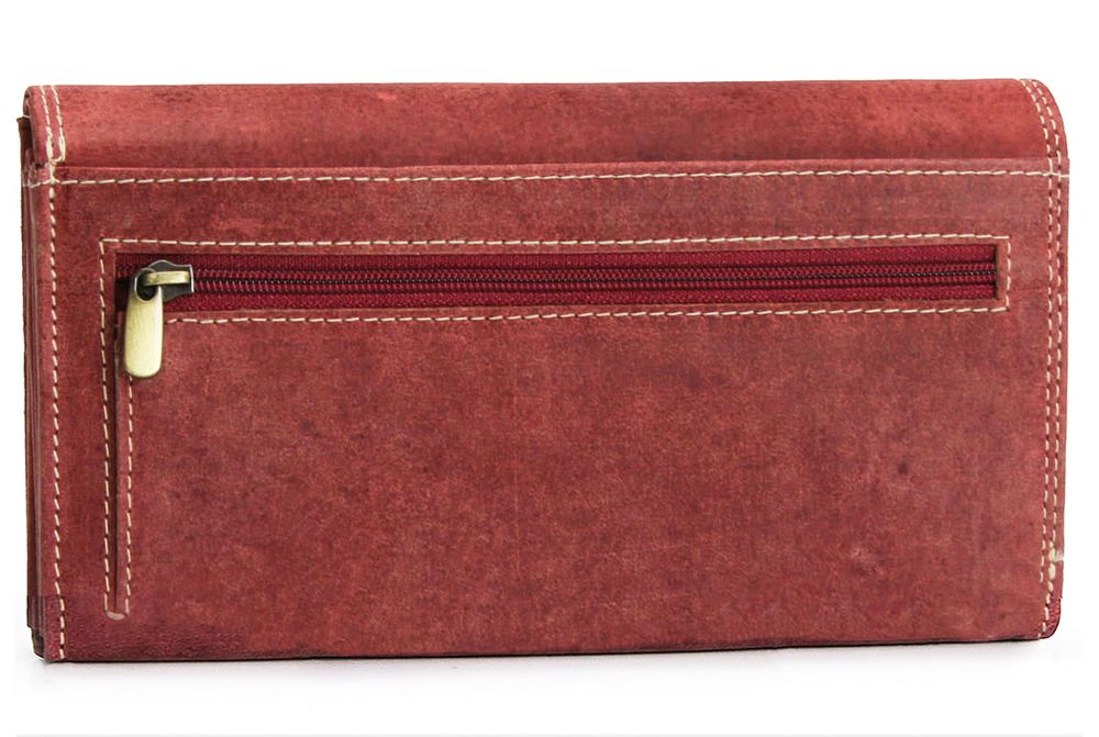 portfel damski skóra nubuk wild tiger - ciemnoczerwony