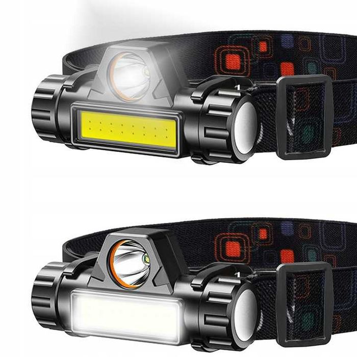Latarka czołowa mocna COB LED czołówka 4w1 na USB uniwersalna SOLIDNA