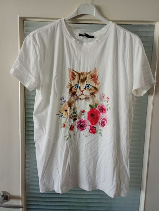 Tshirt z kotem,wiosenny, rozmiar L, sinsay
