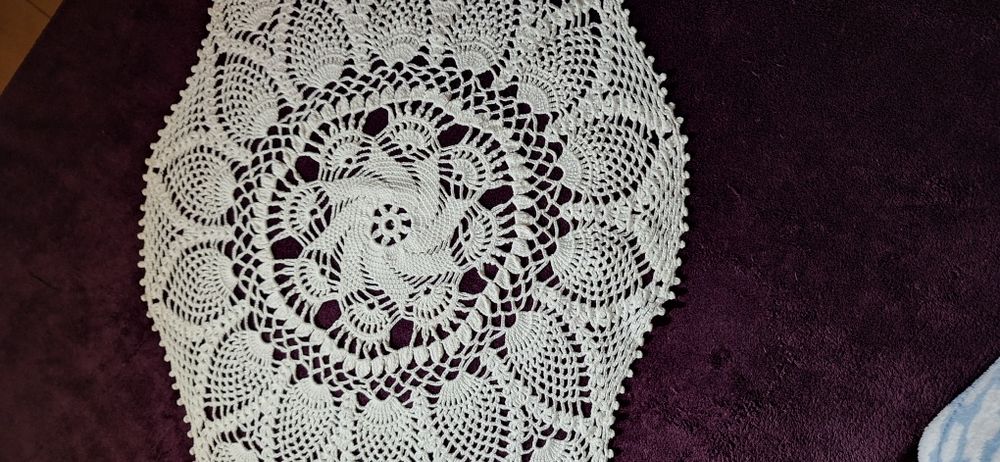 Naperon croché napron renda em forma losango rosácea no meio 50 anos