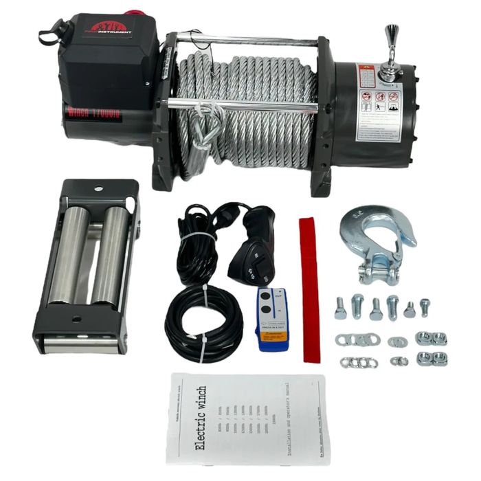 Лебідка автомобільна 17000LBS 12 В (7727 кг) на джип, евакуатор, лафет