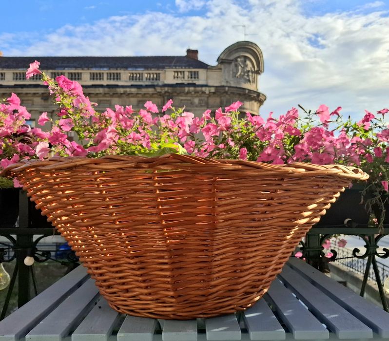 Duży okrągły kosz wiklinowy 60 cm | Solidny kosz na koce, drewno, zabawki