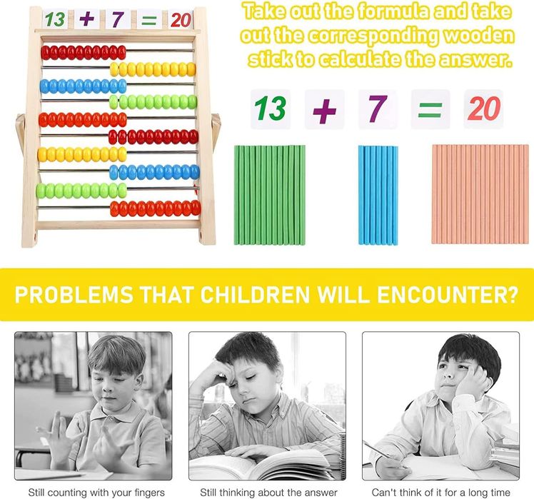 Nowe duże  liczydło drewniane nietoksyczne  + karty matematyczne i pa