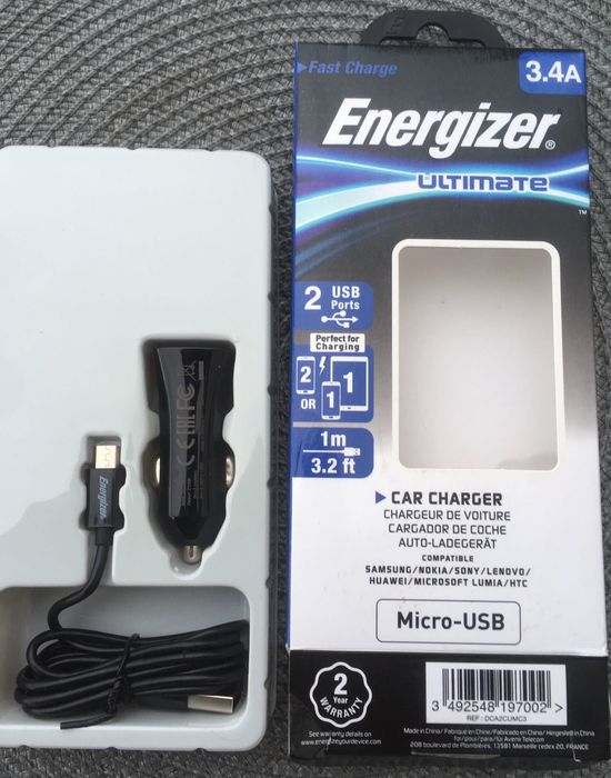 Автомобільний зарядний пристрій Energizer Ultimate 3.4A microUSB