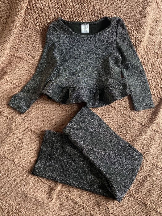 Komplet spodnie i bluzka brokatowe 104