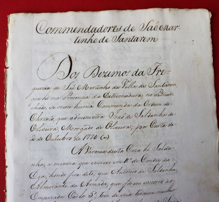 Comendadores São Martinho de Santarém Ordem de Cristo 1770 Saldanha