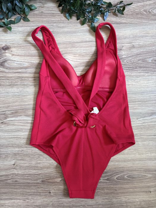 Czerwony strój kąpielowy jednoczęściowy Calzedonia S-M stan idealny Crinkle Waves fakturowany