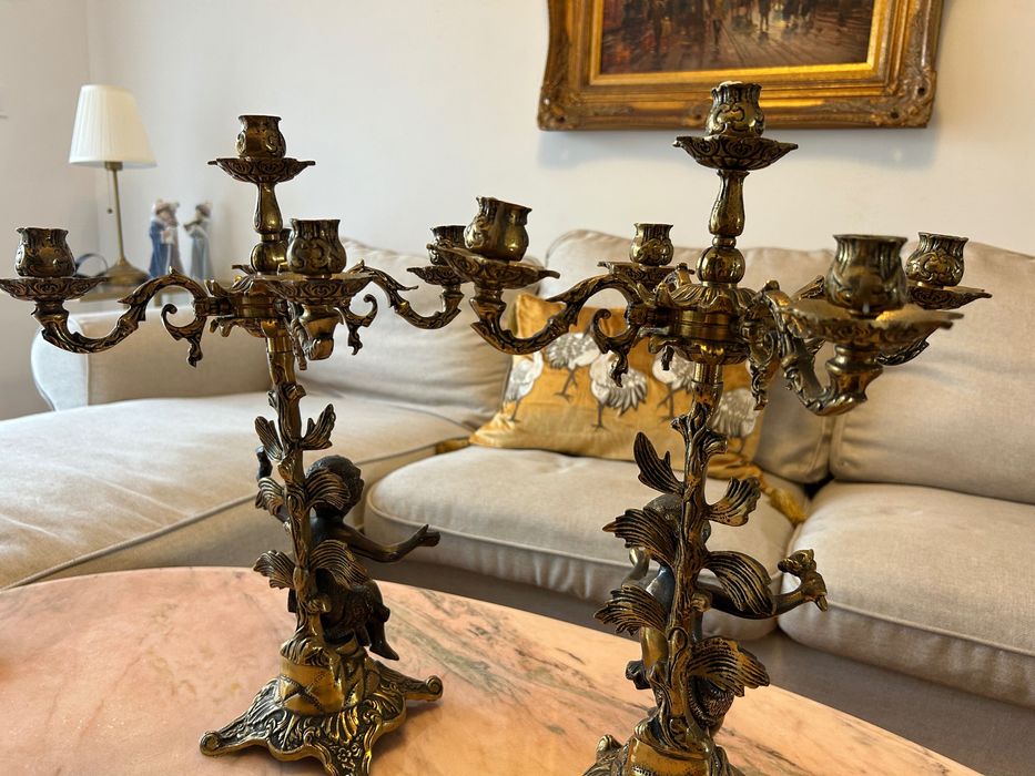 Par de Castiçais XIX bronze/Latão