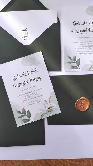 Zaproszenia ślubne + koperta (personalizowane)