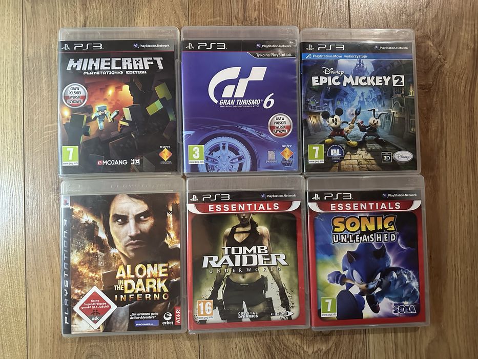 Minecraft, Gran Turismo 6, Epic Mickey 2, Alone in the Dark, Tomb Raider Underworld, Sonic Unleashed na Playstation 3