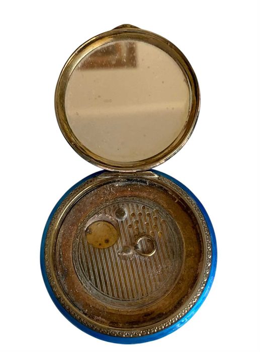 Srebrna Puderniczka Emalia Gilosz Srebro