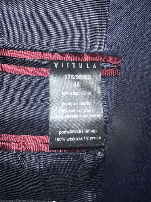 Garnitur meski granatowy vistula 176/96/82 wełna/wiskoza