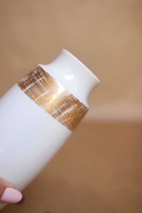 Wazon Furstenberg biała porcelana złocenie