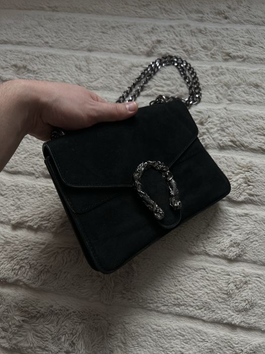 GUCCI Dionysus Small Suede Shoulder Bag Black сумочка жіноча чорна зам