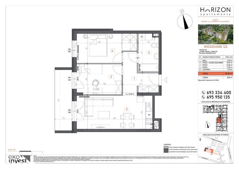 Horizon II etap M122 - 3 pokoje + duży balkon