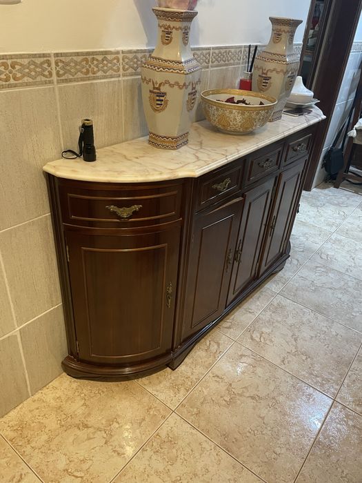 Movel de entrada/aparador/sapateira com tampo de pedra marmore