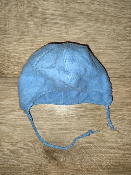Bonetka Joha merino wełna niebieska 48 czapka czapeczka puchacz