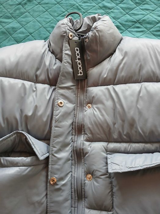 Błękitny Puffer BOOHOO – Pastelowy Oversize (NOWA Z METKĄ) 44