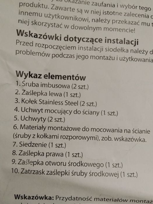 Siodełko prysznicowe