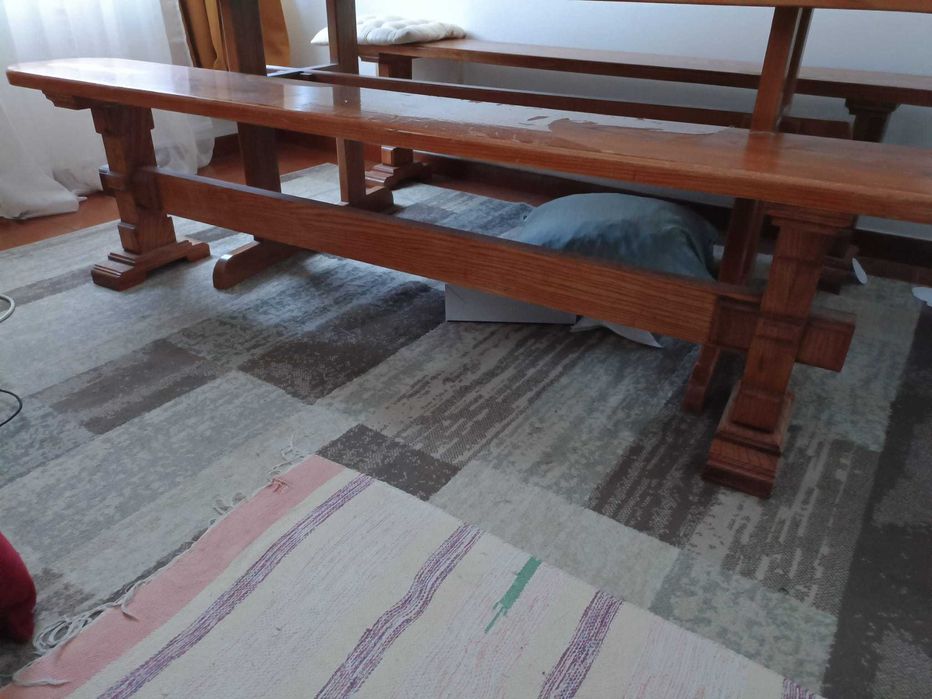 Solid Wood Dining Table with Benches – Unique Handcrafted Piece64550627268866123