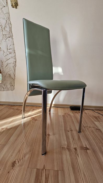 Krzesła stołowe komplet 4 szt niklowane i tapicerowane